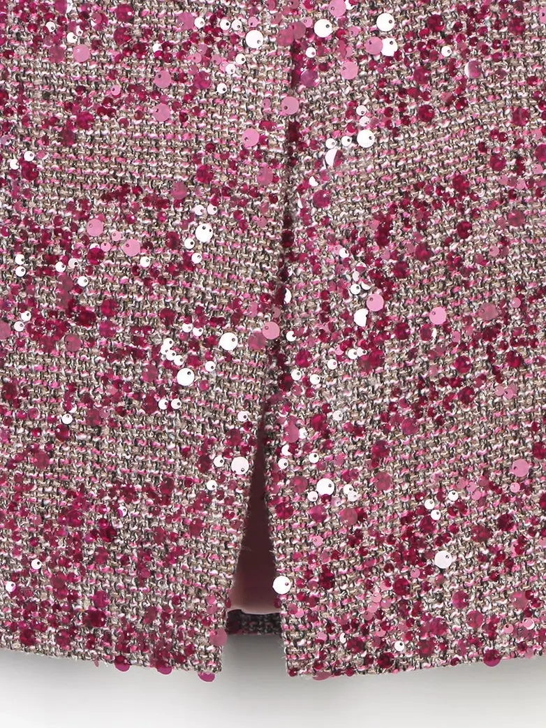 Thumbnail: Autumn Wool Tweed Sequin Jacket and Skirt Two-Piece Set 711Y