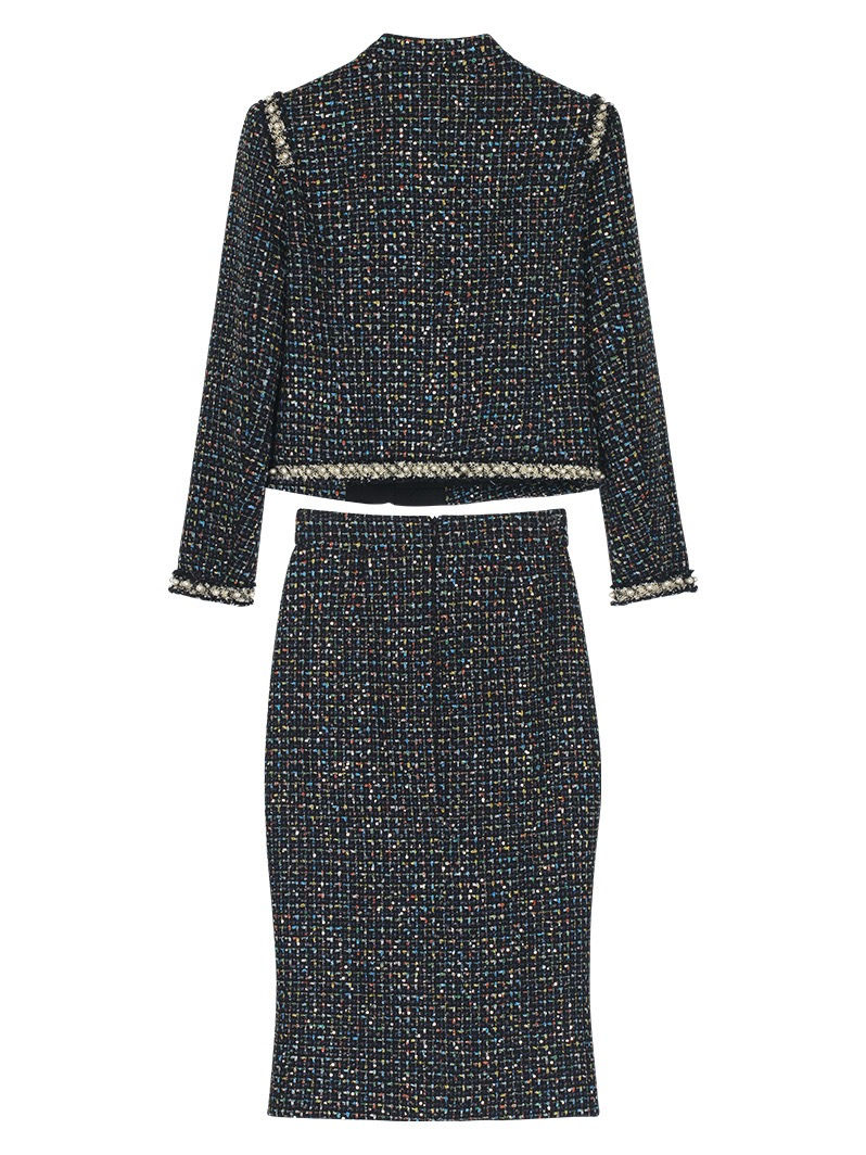 Thumbnail: Colorful Tweed Sequin Jacket and Skirt Set250Y