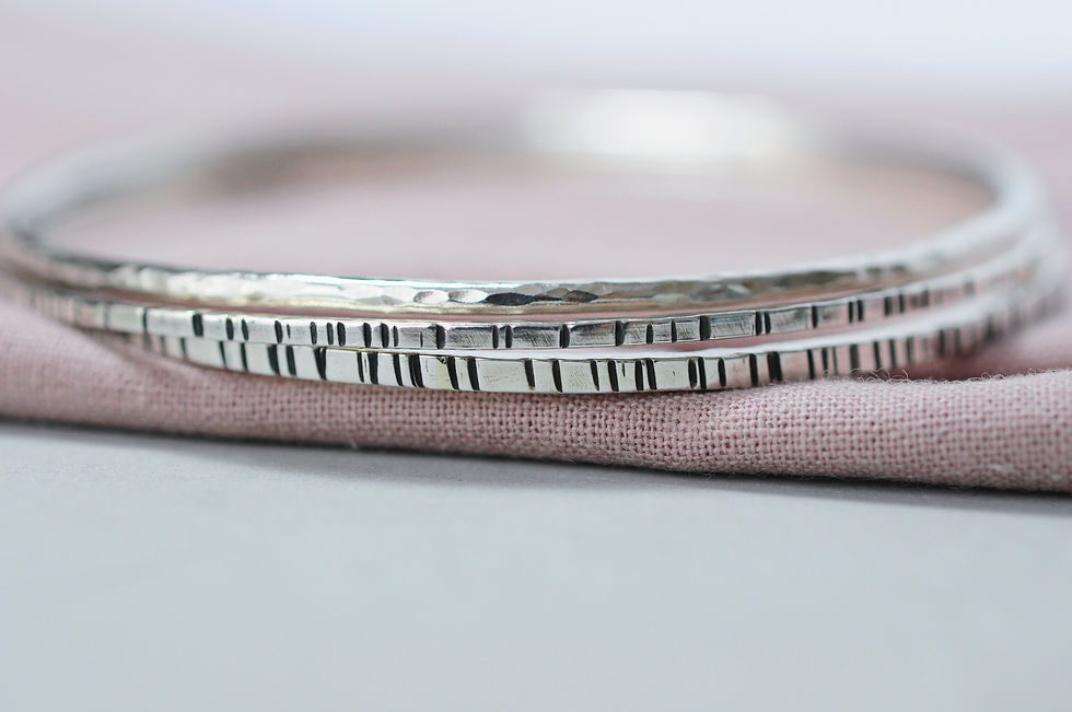 Thumbnail: Textured Silver Stacking Bangles