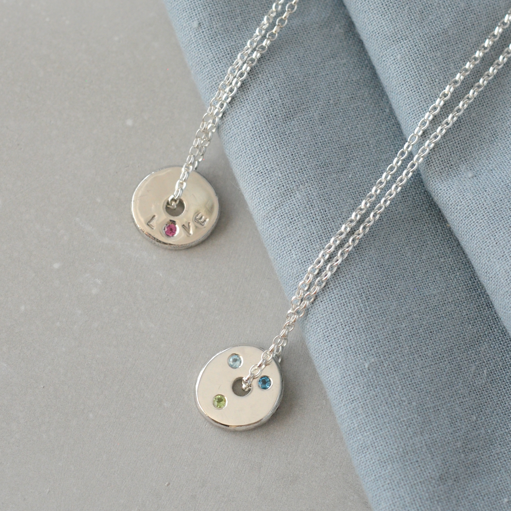 Silver Millstone Birthstone Necklace
