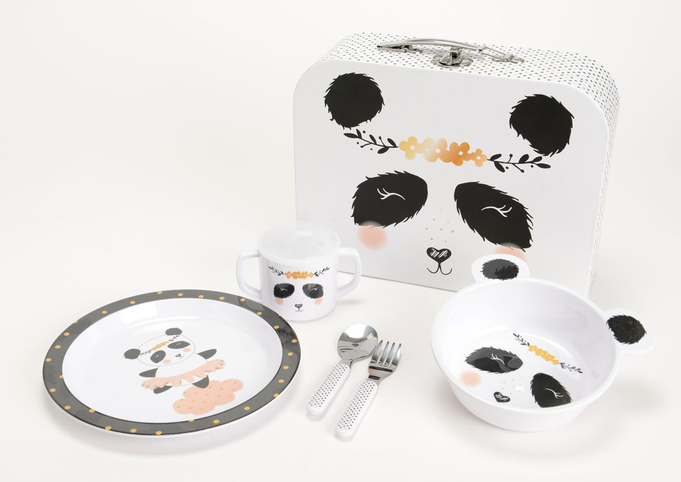 Coffret valisette 5 pièces panda