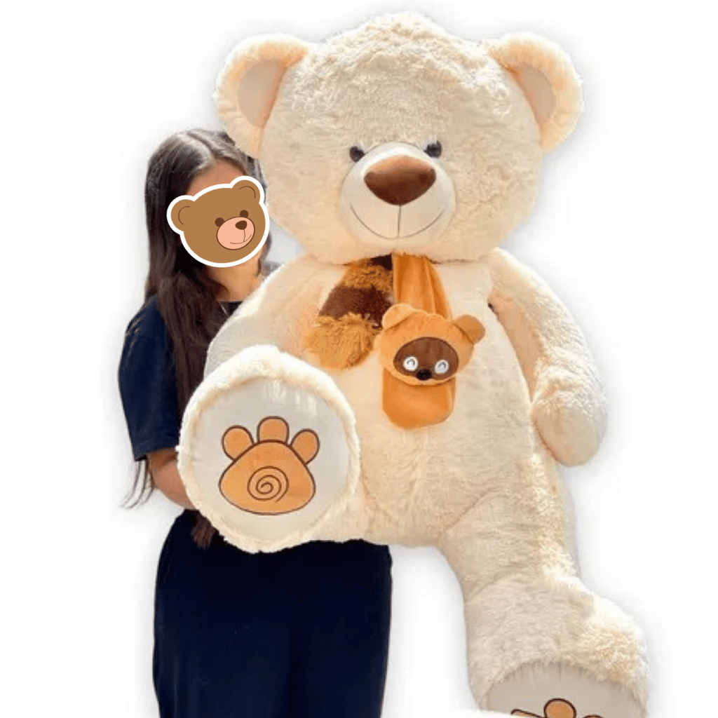 Peluches Grandes Beige con Bufanda de 1.40 Mt