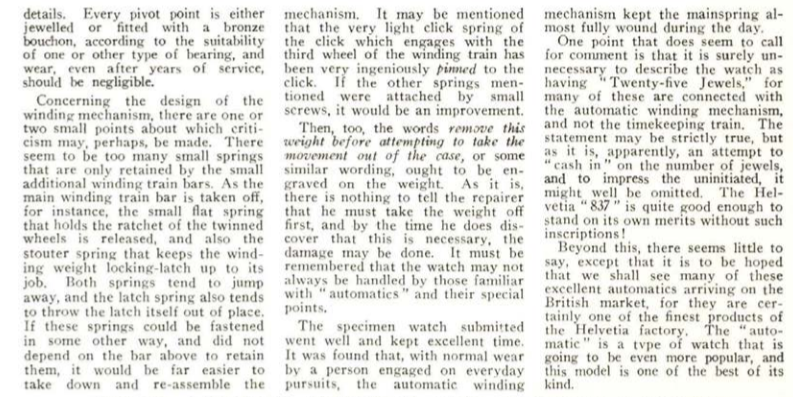 Horological Journal August 1955 The Helvetia 837 Automatic
T. R. ROBINSON, FBHI, reviews the movement of an efficient Swiss watch