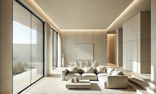 Tinteggiatura interna di una villa moderna a Ramatuelle, con finiture lisce e contemporanee per uno stile pulito e raffinato.