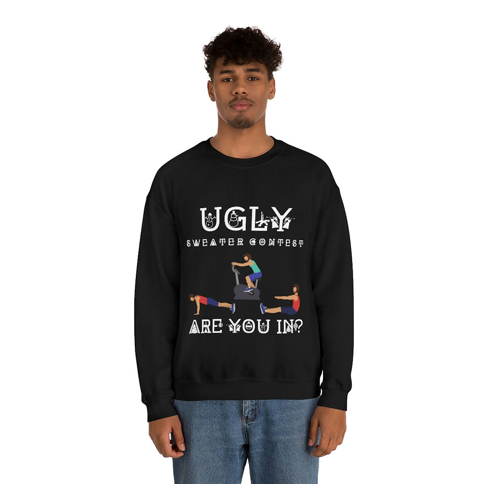 Thumbnail: Ugly Sweater Contest - Man Exercise - Unisex Heavy Blend™ Crewneck Sweatshirt