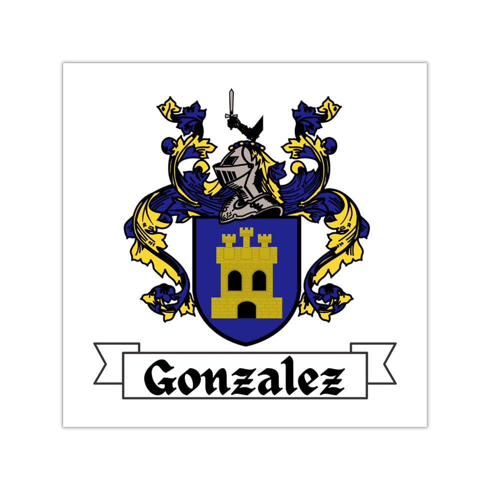 Thumbnail: Gonzalez Family Crest - Blue - Square Vinyl Stickers