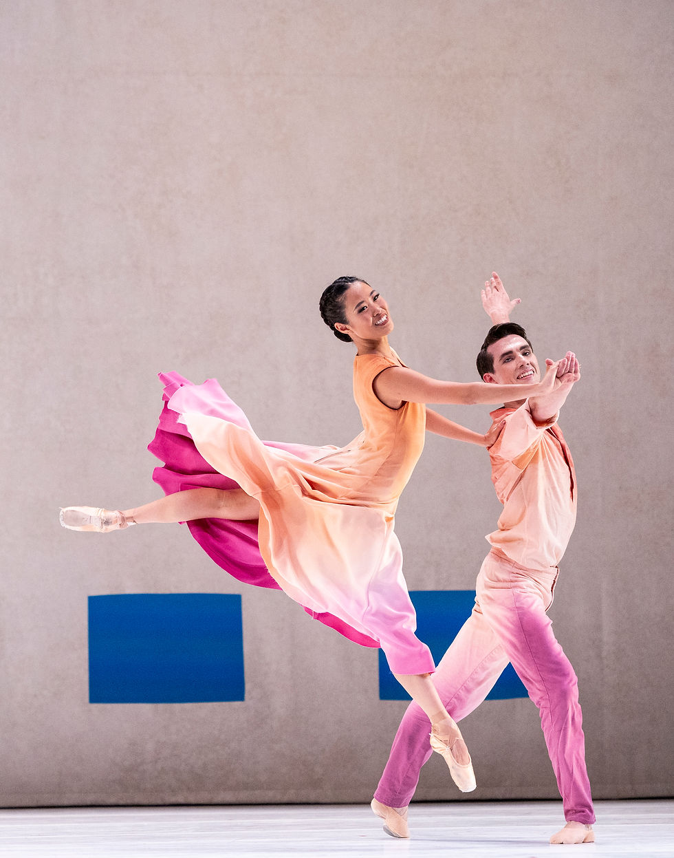 Pacific Northwest Ballet soloists Yuki Takahashi and Mark Cuddihee in PNB resident choreographer Jessica Lang’s Her Door to the Sky. Photo © Angela Sterling.