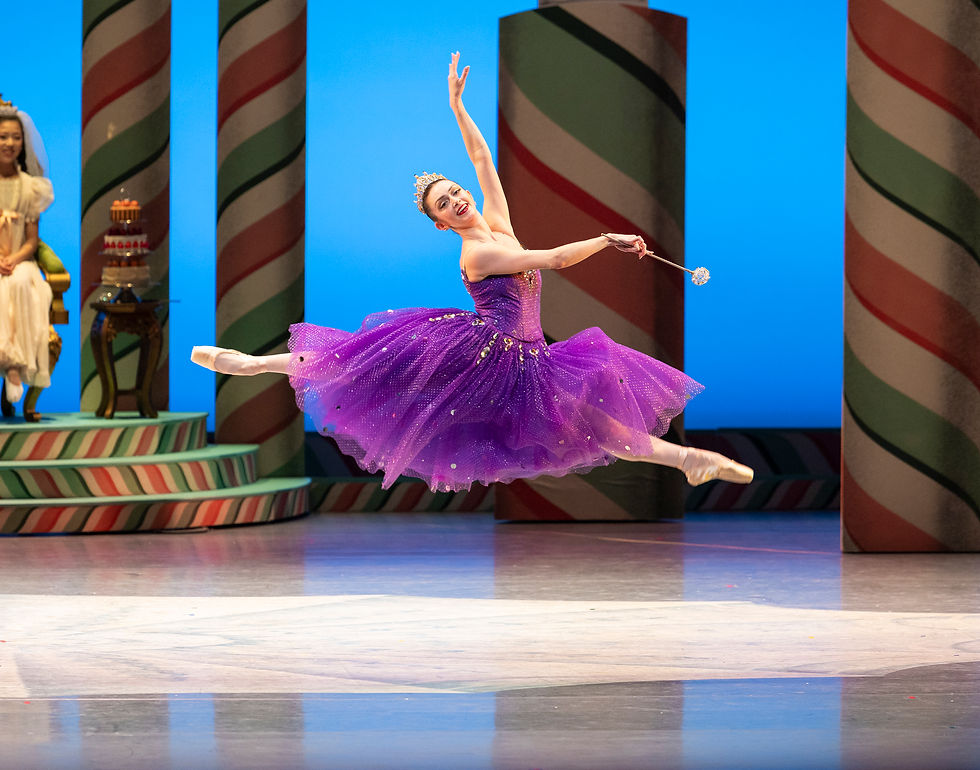 Pacific Northwest Ballet soloist Madison Rayn Abeo as the Sugar Plum Fairy in a scene from George Balanchine’s The Nutcracker®, choreographed by George Balanchine © The George Balanchine Trust. Photo © Angela Sterling, 2024.