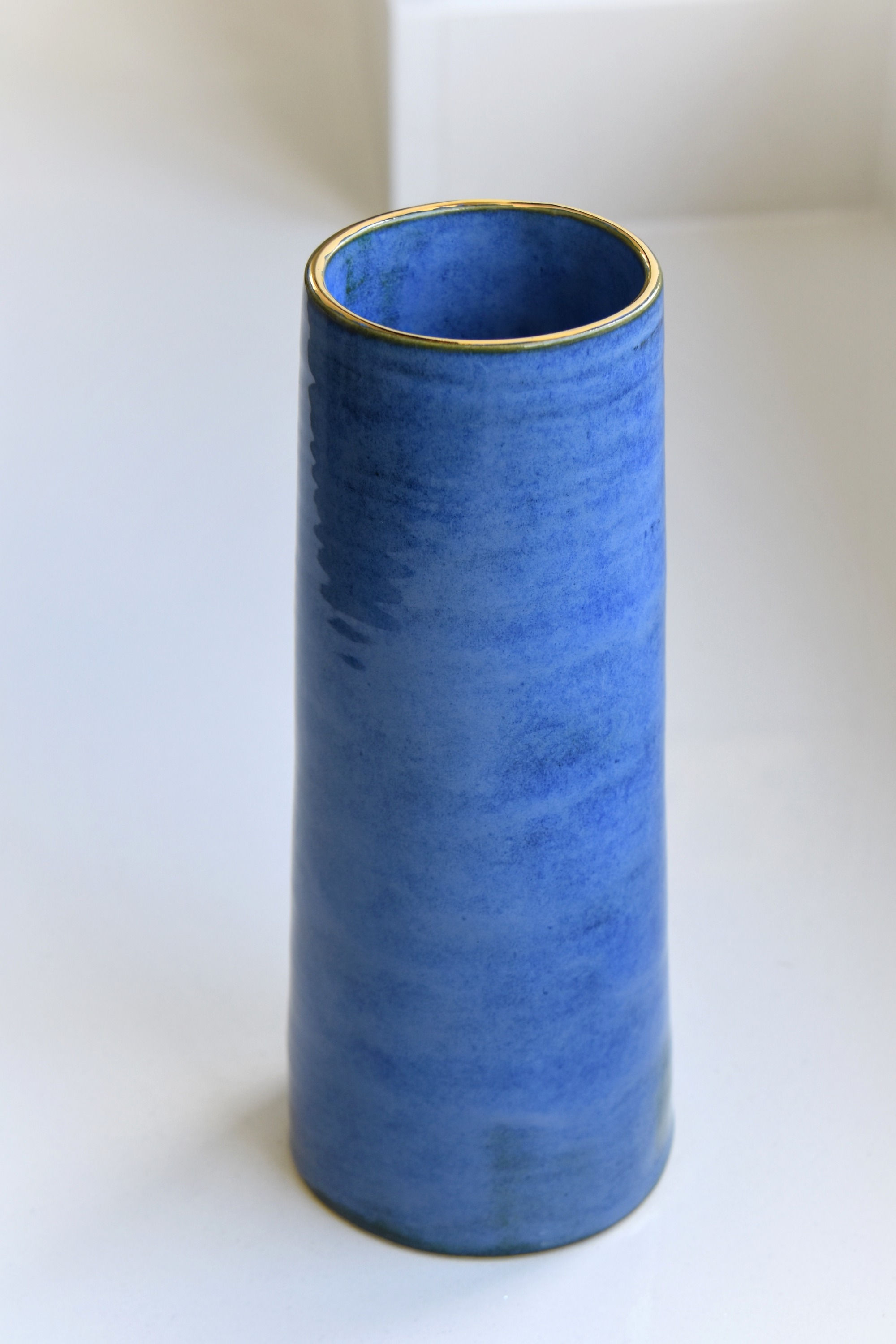 Indigo Blue and Gold Rim Vases