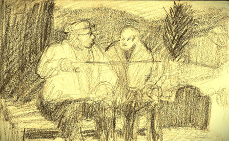 Viviane BLIN_Drôme_Saillans_Conversation des Papys_pastel gras