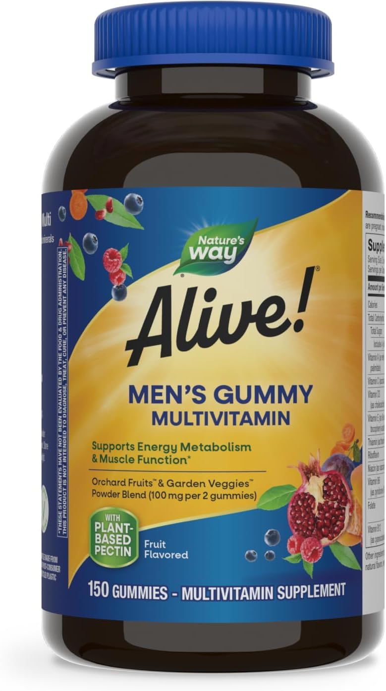 Nature's Way Alive! Men's Daily Gummy Multivitamin, Supports Energy Metabolism &
