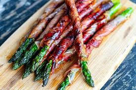 Grilled Asparagus with Imported Provolone Cheese Wrapped in Proscuitto