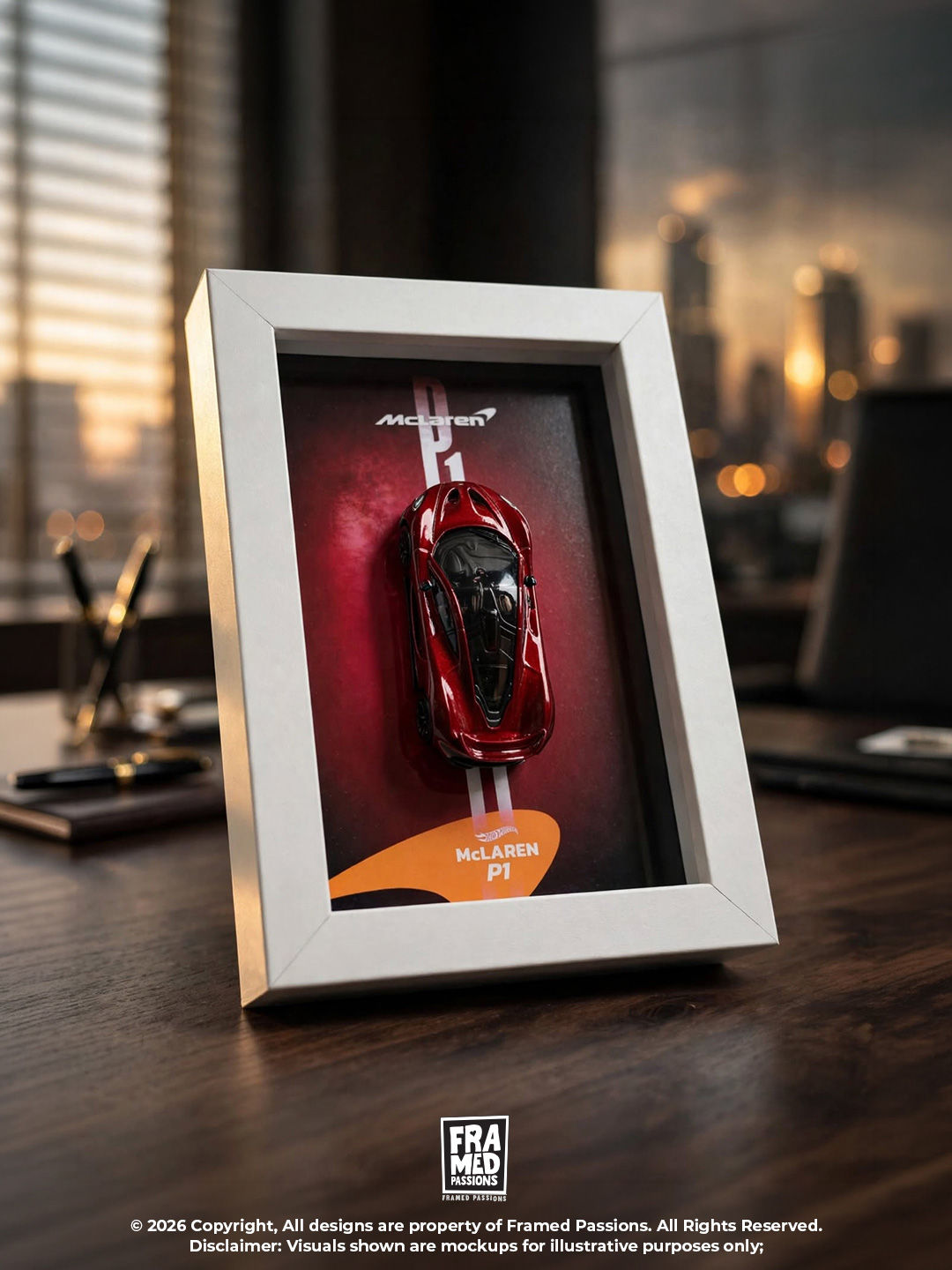 McLAREN P1 Desk Buddy Diecast Car Art Frame