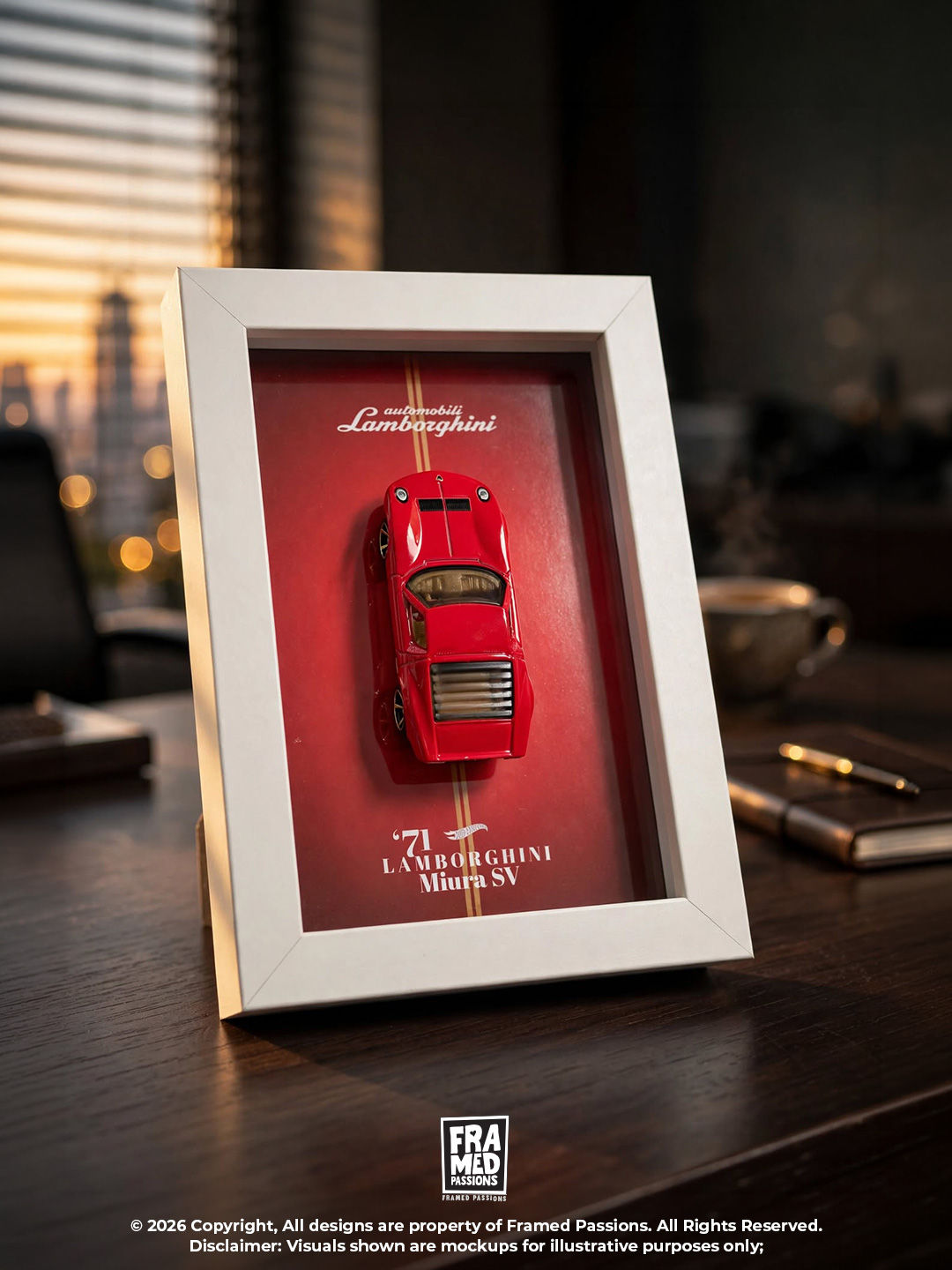 '71 Lamborghini Miura SV Desk Buddy Diecast Car Art Frame