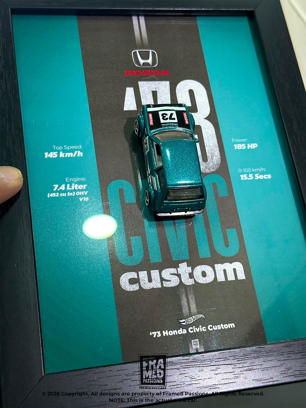 Thumbnail: Hot Wheels '73 Honda Civic Custom Diecast Car Art Frame