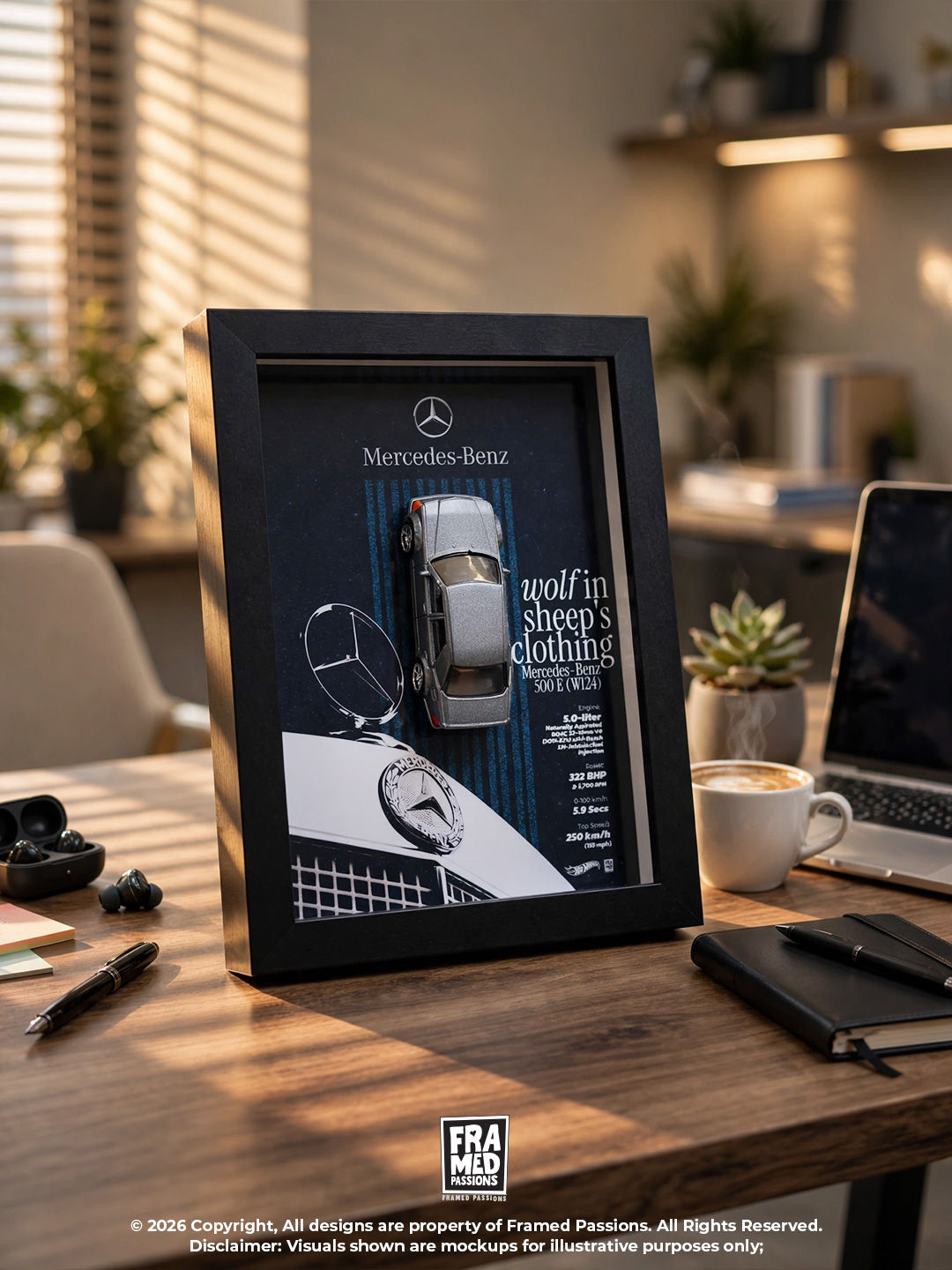 Mercedes-Benz 500 E Diecast Car Art Frame
