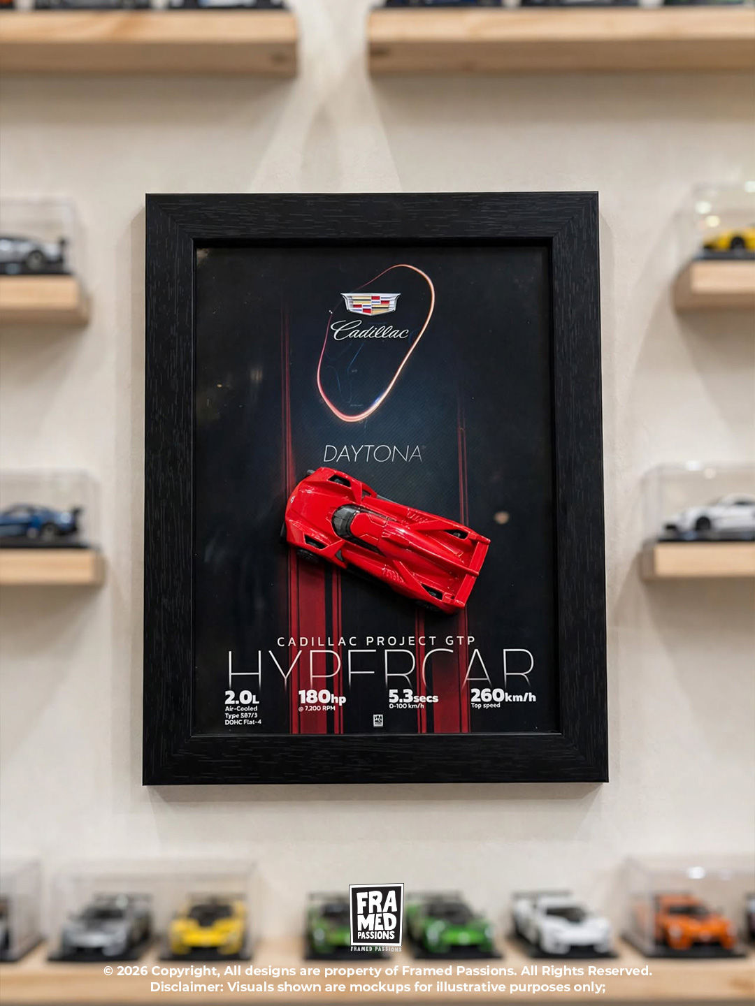 Hot Wheels Cadillac Project GTP Hypercar Diecast Car Art Frame