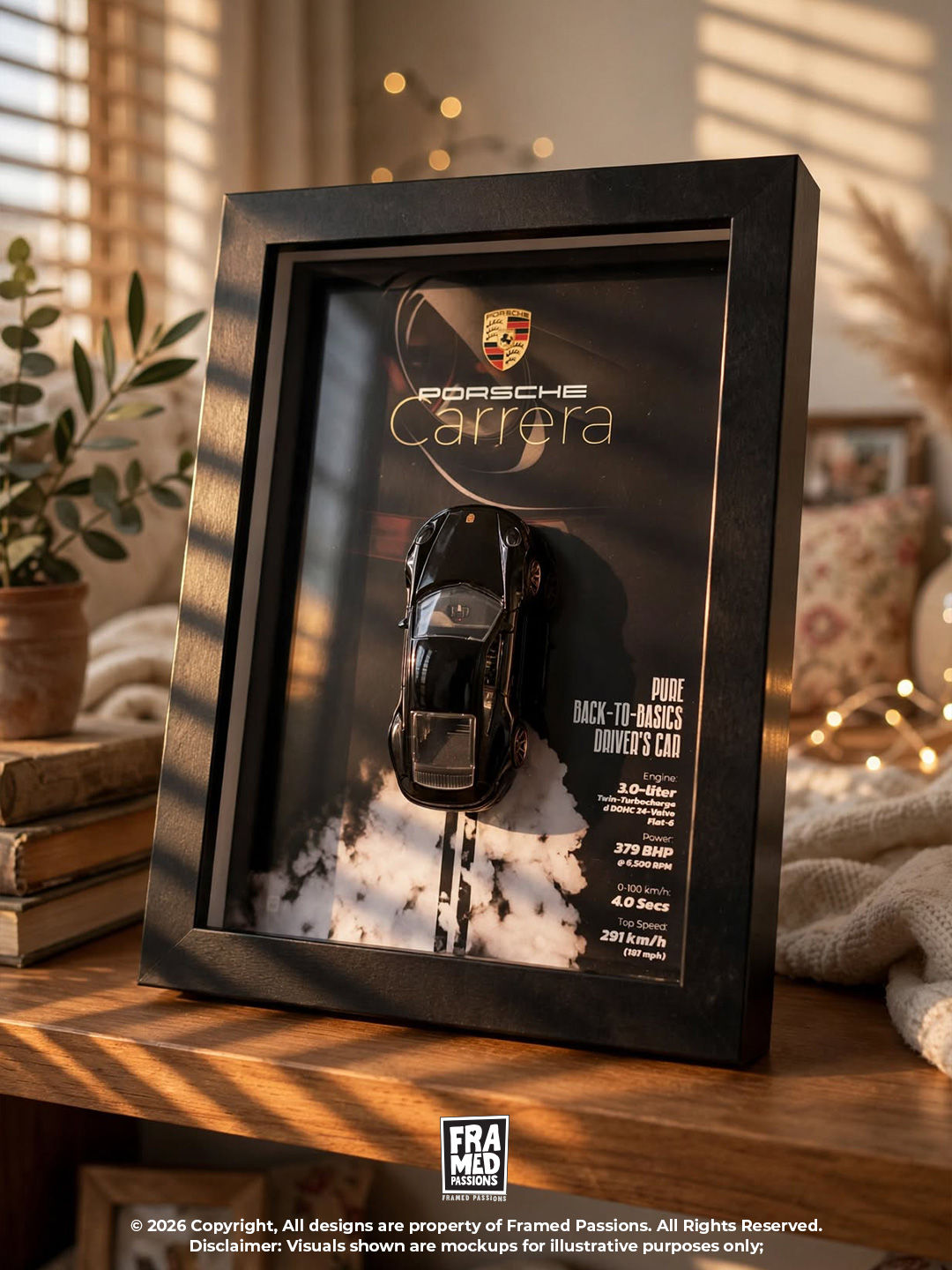 Porsche 911 Carrera T Diecast Car Art Frame