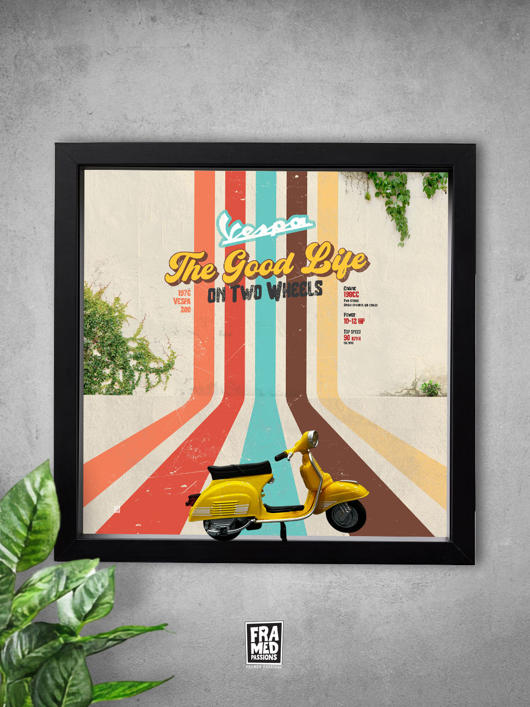 1976 Vespa 200 Rally Scooter Diecast Art Frame