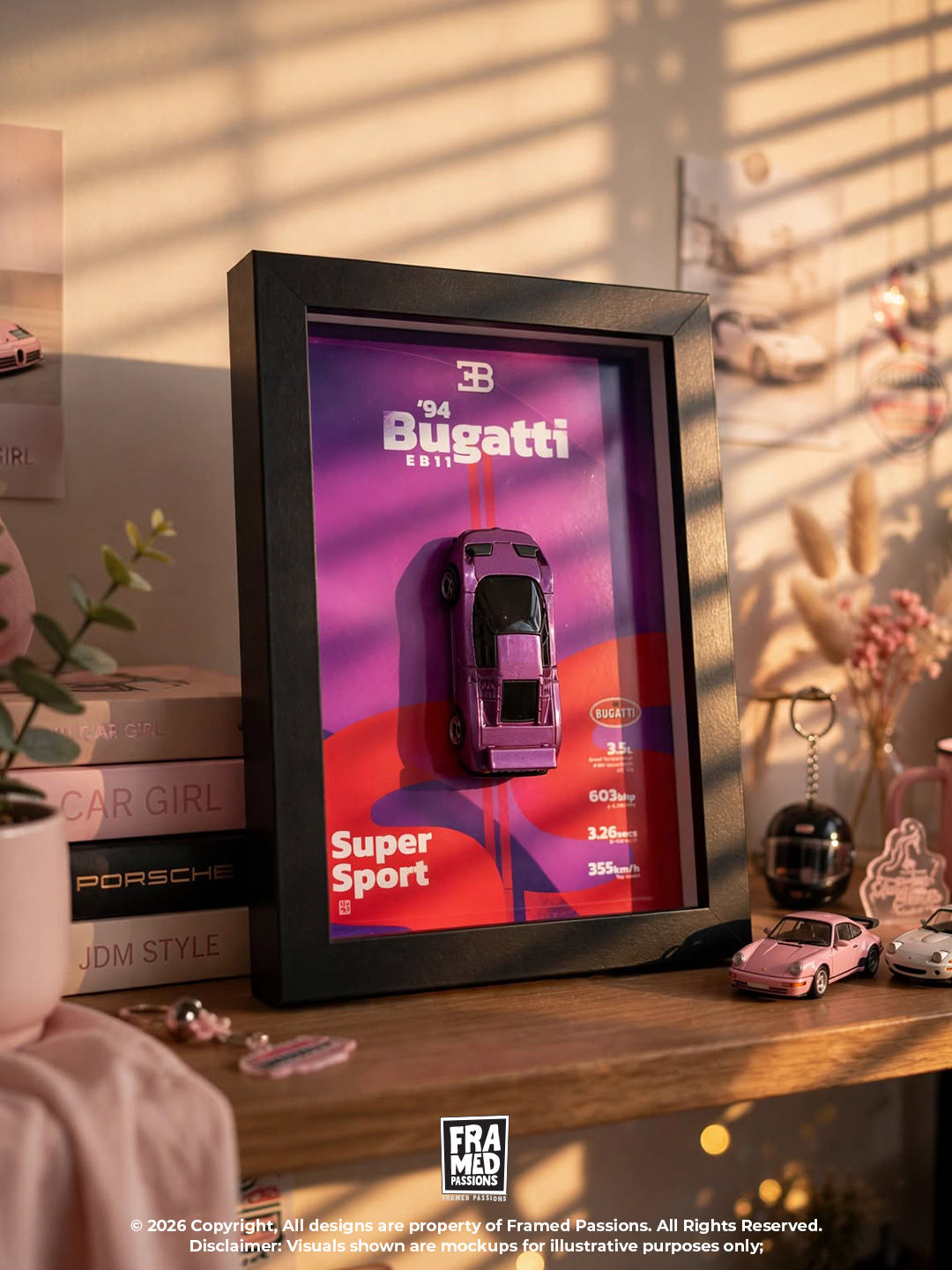 Bugatti EB110 Super Sport Diecast Car Art Frame