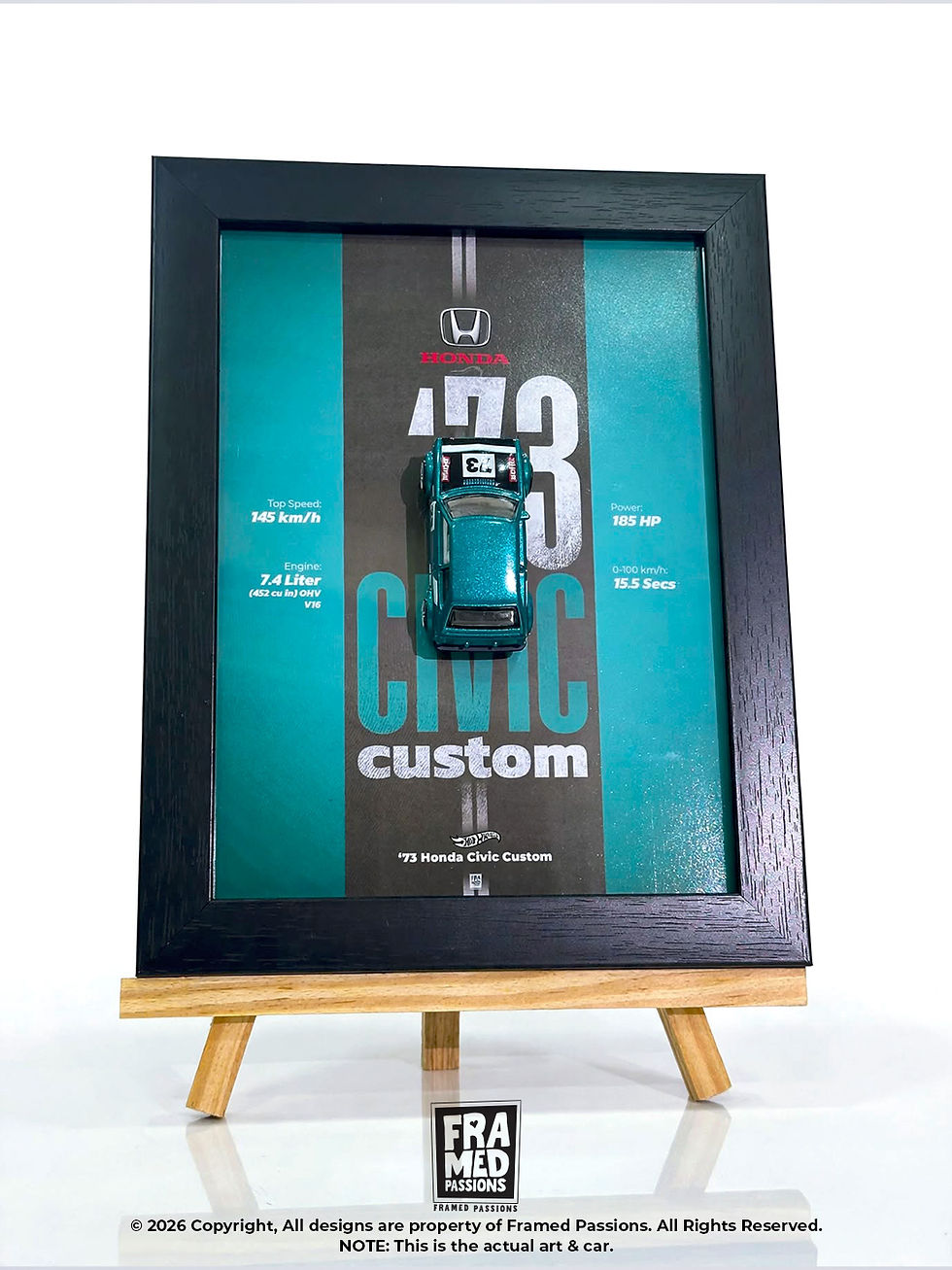 Thumbnail: Hot Wheels '73 Honda Civic Custom Diecast Car Art Frame