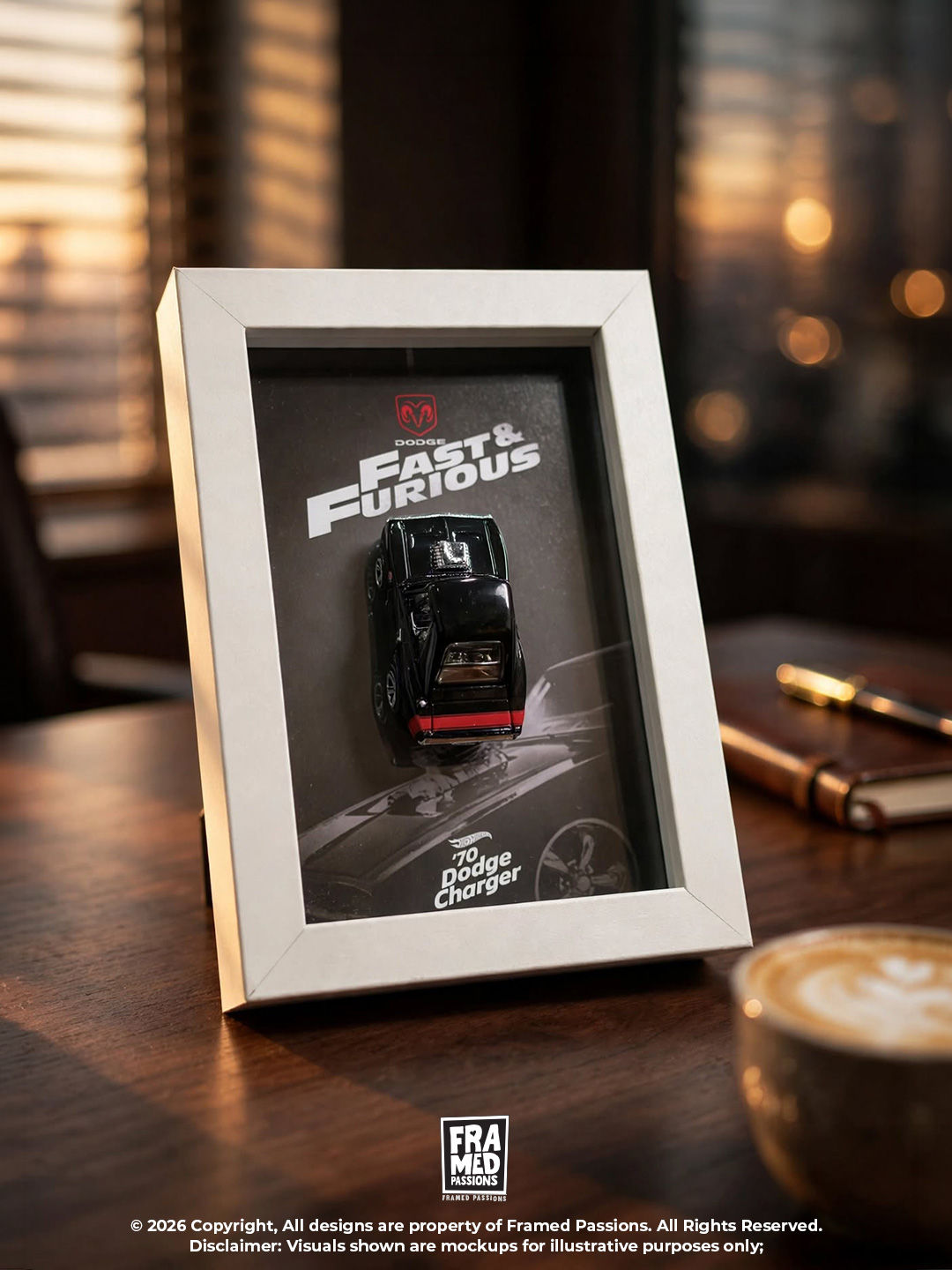 '70 Dodge Charger Desk Buddy Diecast Car Art Frame
