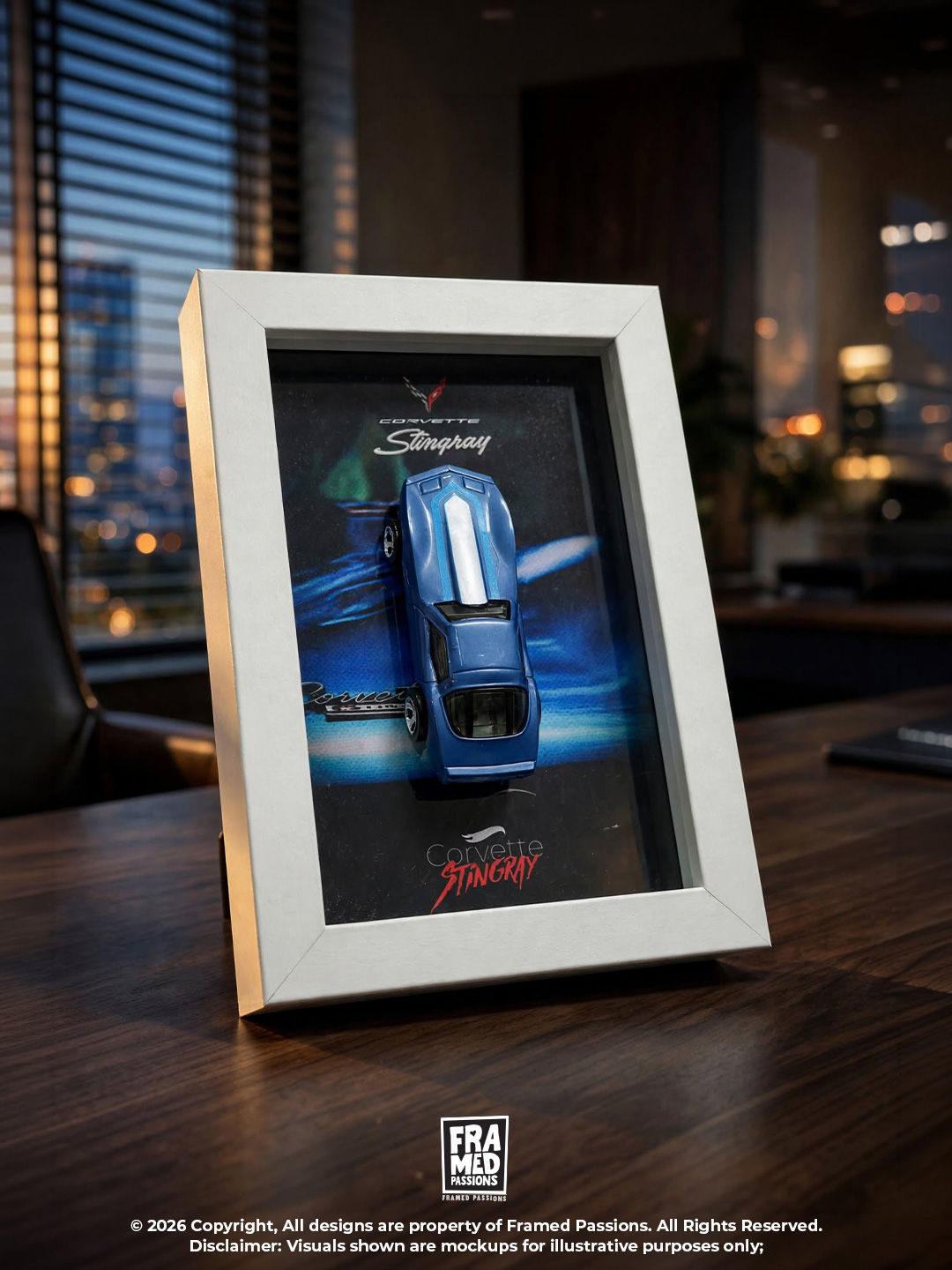 Corvette Stingray Desk Buddy Diecast Car Art Frame