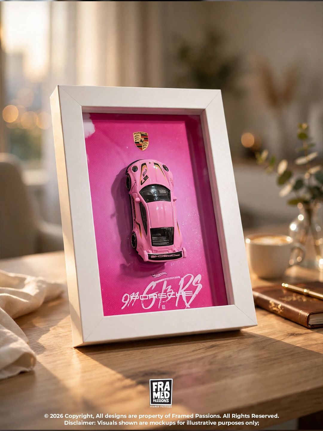 Porsche 911 GT3 RS Desk Buddy Diecast Car Art Frame