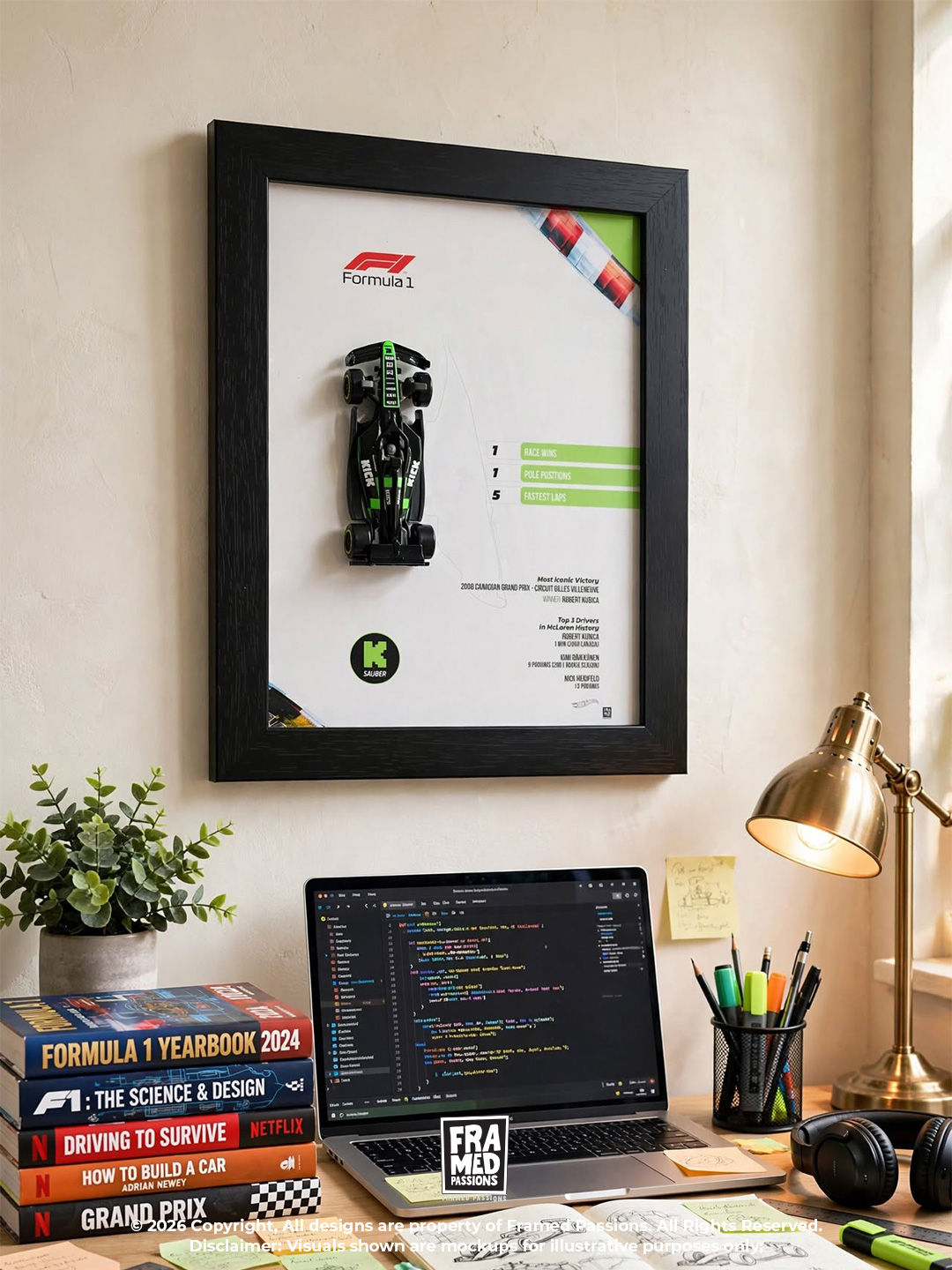 Hot Wheels KICK Sauber F1 car Diecast Car Art Frame
