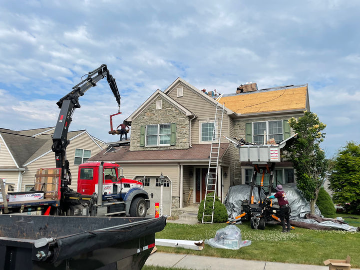 A home during a roof replacement.