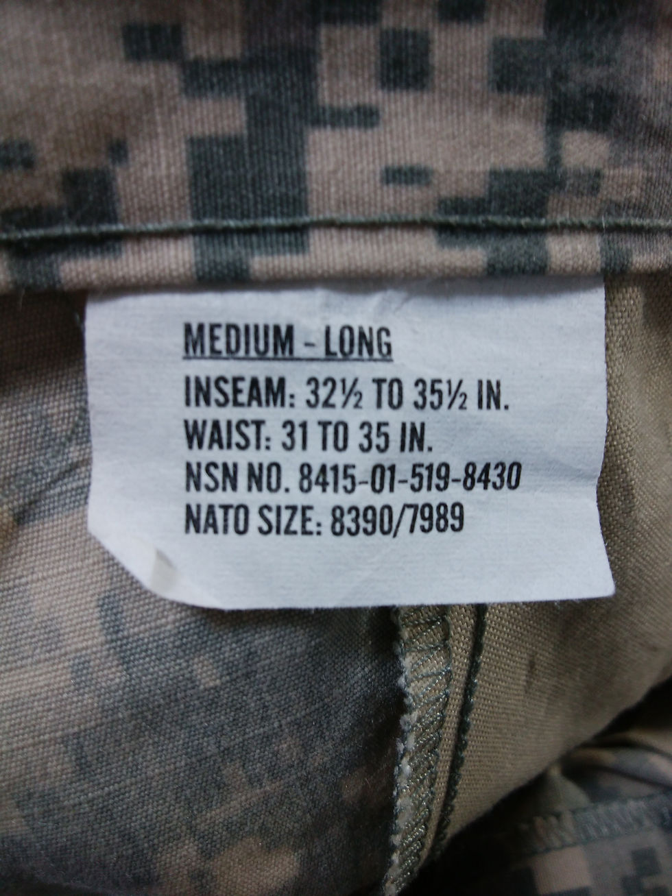 サムネイル： ACU パンツ M-L 2005年 USED【AT118】