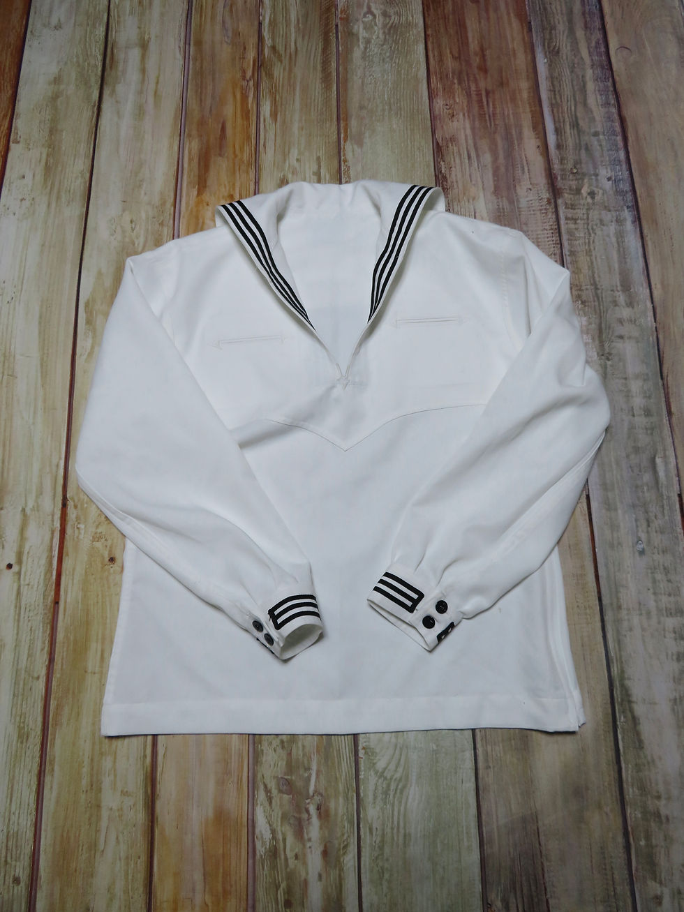 サムネイル： U.S.NAVY セーラー白  size46L  2017年 USED【N363】
