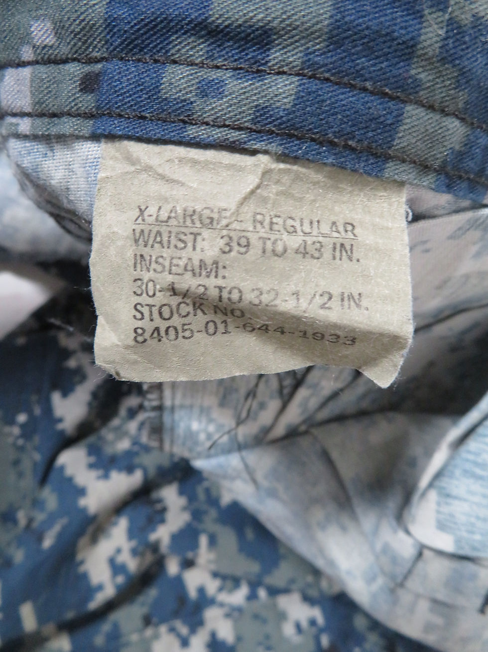 サムネイル： NWU TYPE Ⅰ パンツ XL-R  2014年 USED【NT228】