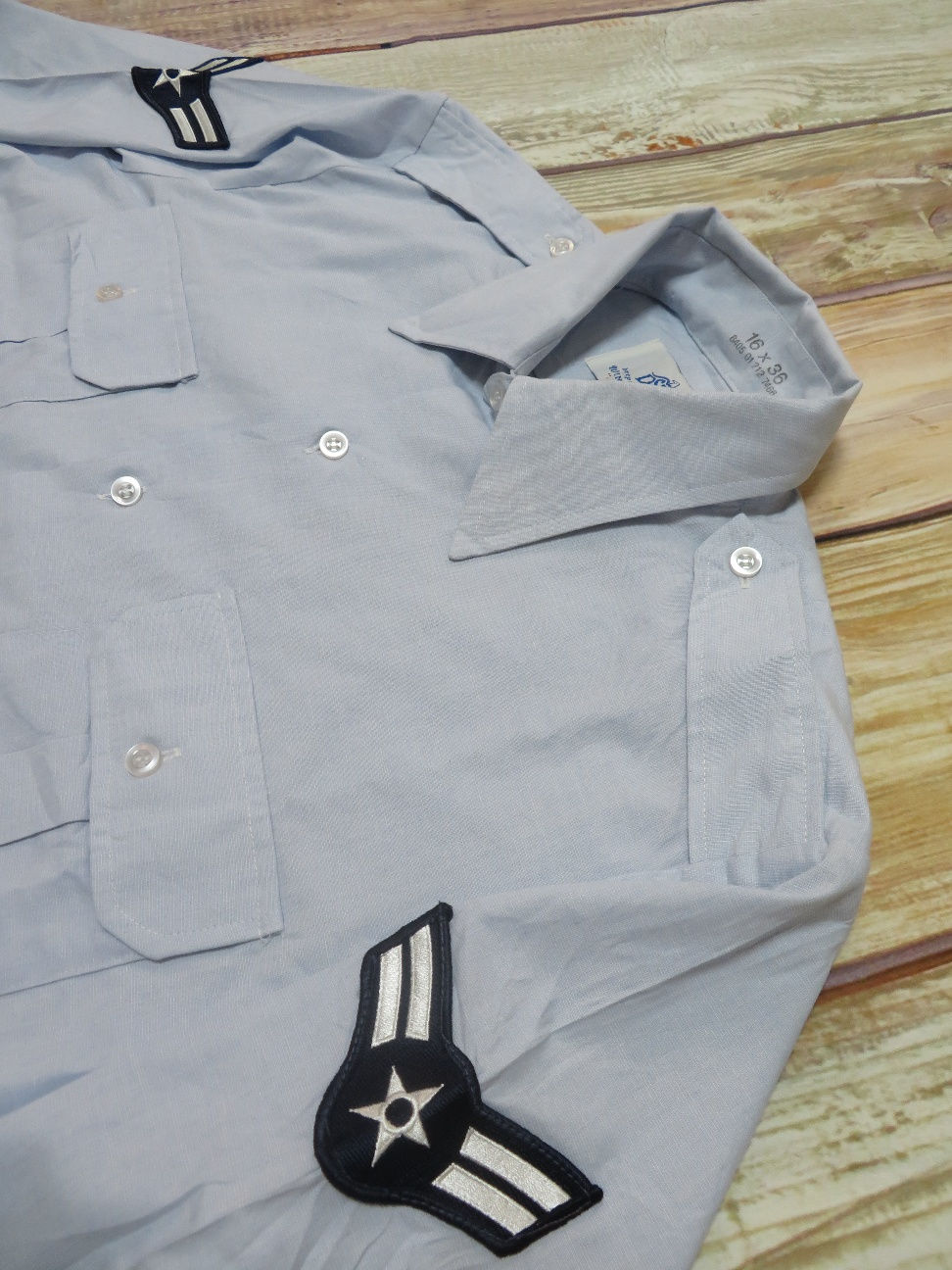 サムネイル： U.S.AIR FORCE  TYPE2 AF BLUE 1550 ロングスリーブシャツ size16  2003年 USED【OS003】