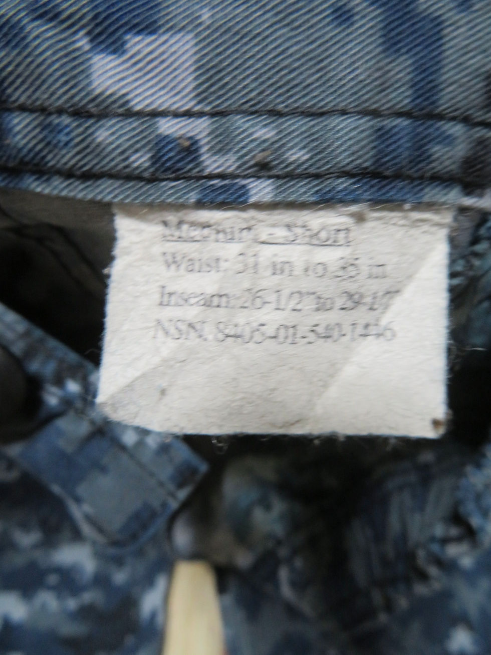 サムネイル： NWU TYPE Ⅰ パンツ M-S 2008年 USED【NT166】