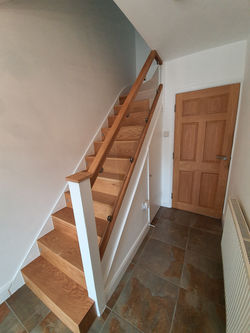 oak stair cladding ,bespoke glass