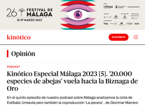 Kinótico, Especial Málaga 2023 [5]. '20.000 especies de abejas' vuela hacia la Biznaga de Oro