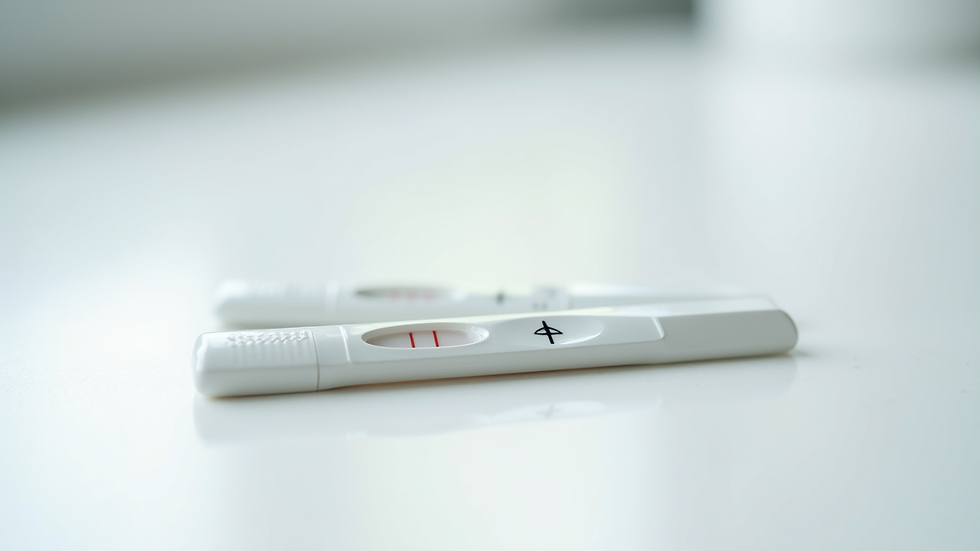 Close-up view of urine test strips on a white surface