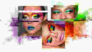 A collage of some bold eye look inspiration for this New Year's Eve
