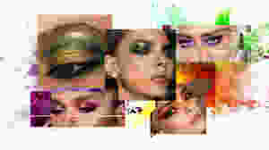 A collage of some bold eye look inspiration for this New Year's Eve