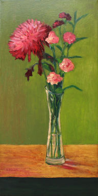 Dahlia with pink carnations