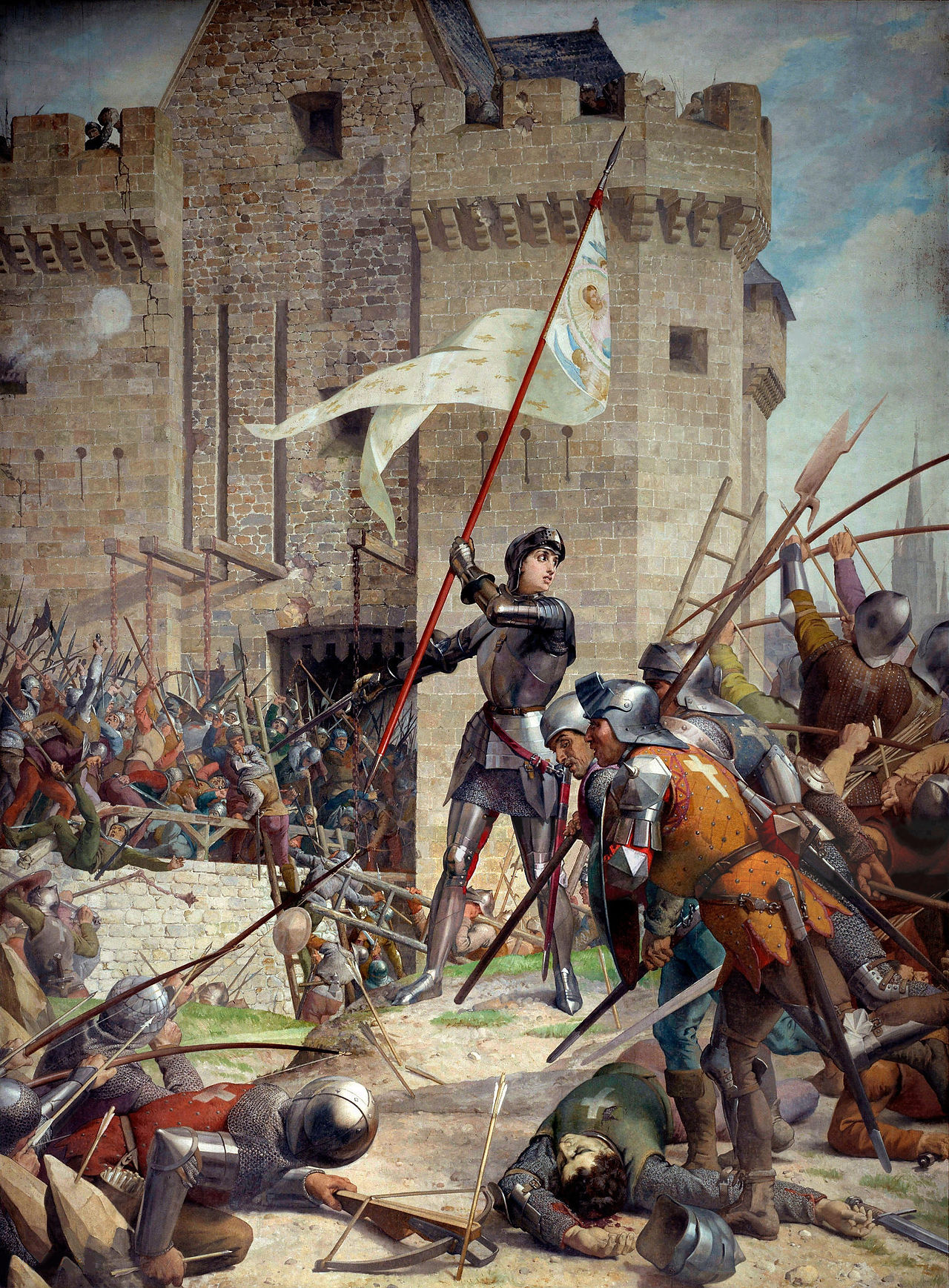 Jeanne d'Arc en armure devant Orléans, Jules-Eugène Lenepveu, Panthéon de Paris, 1886-1890.