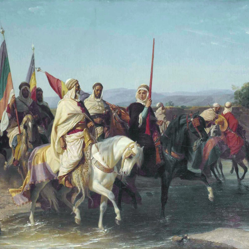 Chérif Boubaghla et Lalla Fatma N'Soumer conduisant les Kabyles, Henri Félix Emmanuel Philippoteaux, 1866.