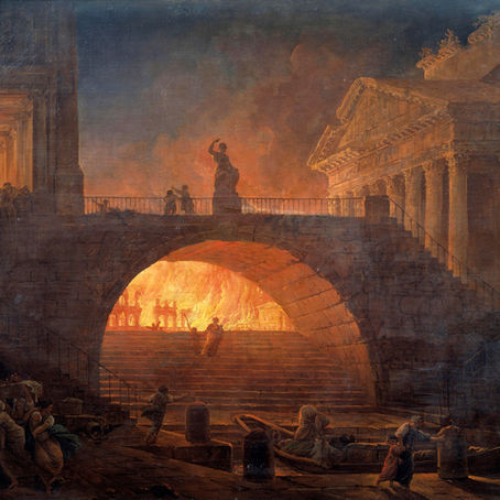 Hubert Robert, L’Incendie de Rome, 1785, huile sur toile, Musée de Pavlovsk.