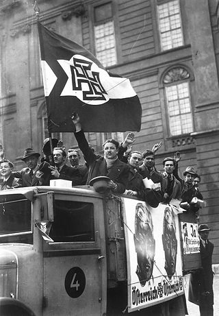 Camion avec des soutiens du chancelier autrichien Kurt Schuschnigg pour le plébiscite pour l’indépendance de l’Autriche, ÖNB, 10 mars 1938.