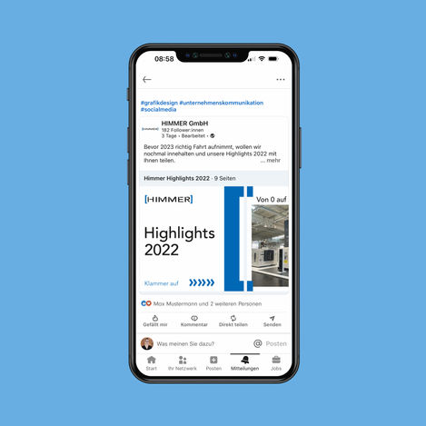 Ansicht der ersten Seite des PDF Postings auf Social Media