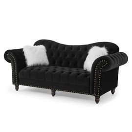 Furniture, Lounge, Onyx Velvet Sofa, Black sofa, loveseat, black couch, wedding lounge area, Portland Oregon