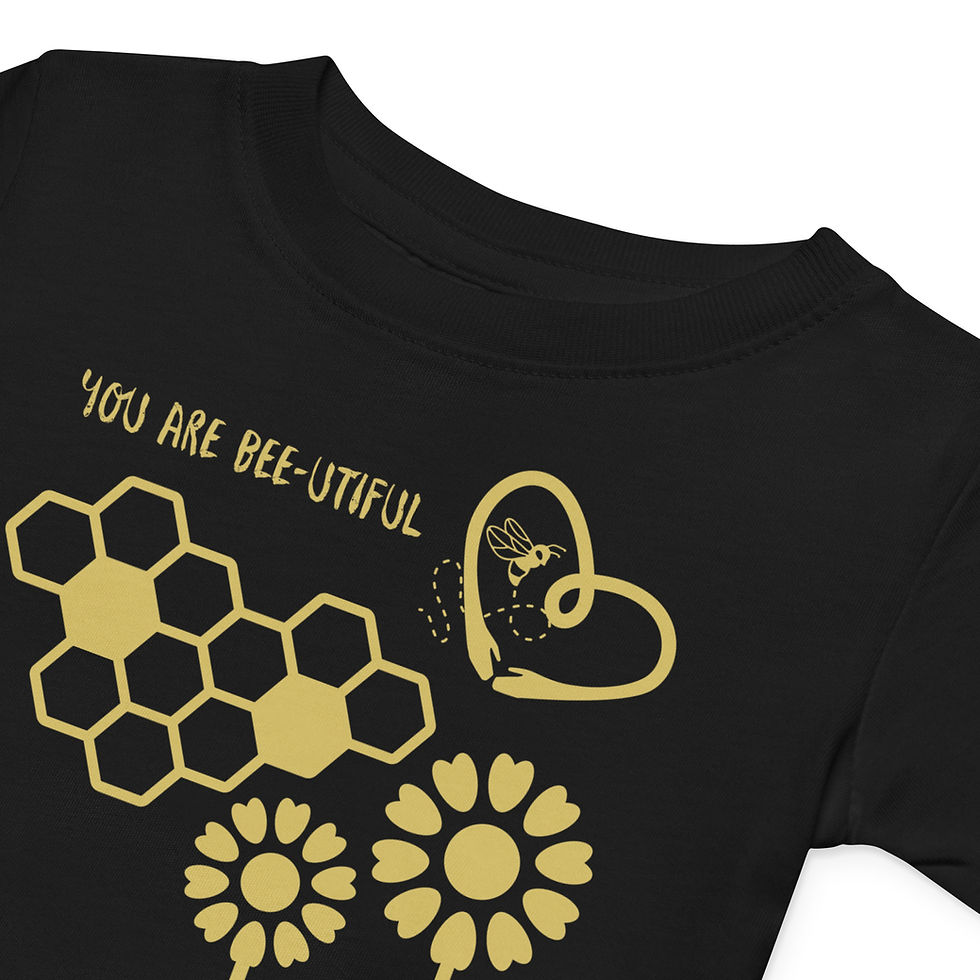 You are bee-utiful t-shirt in black with honey bee print