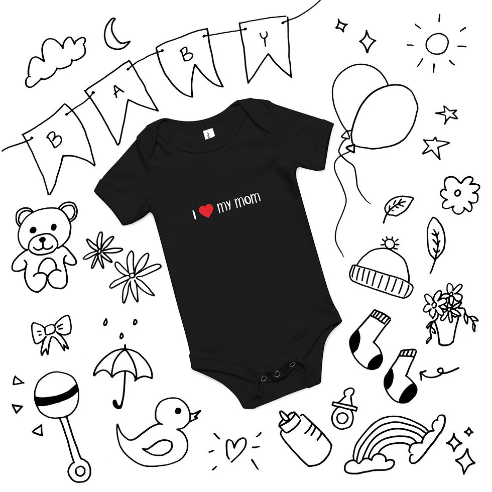 onesie in black with I love my mom print
