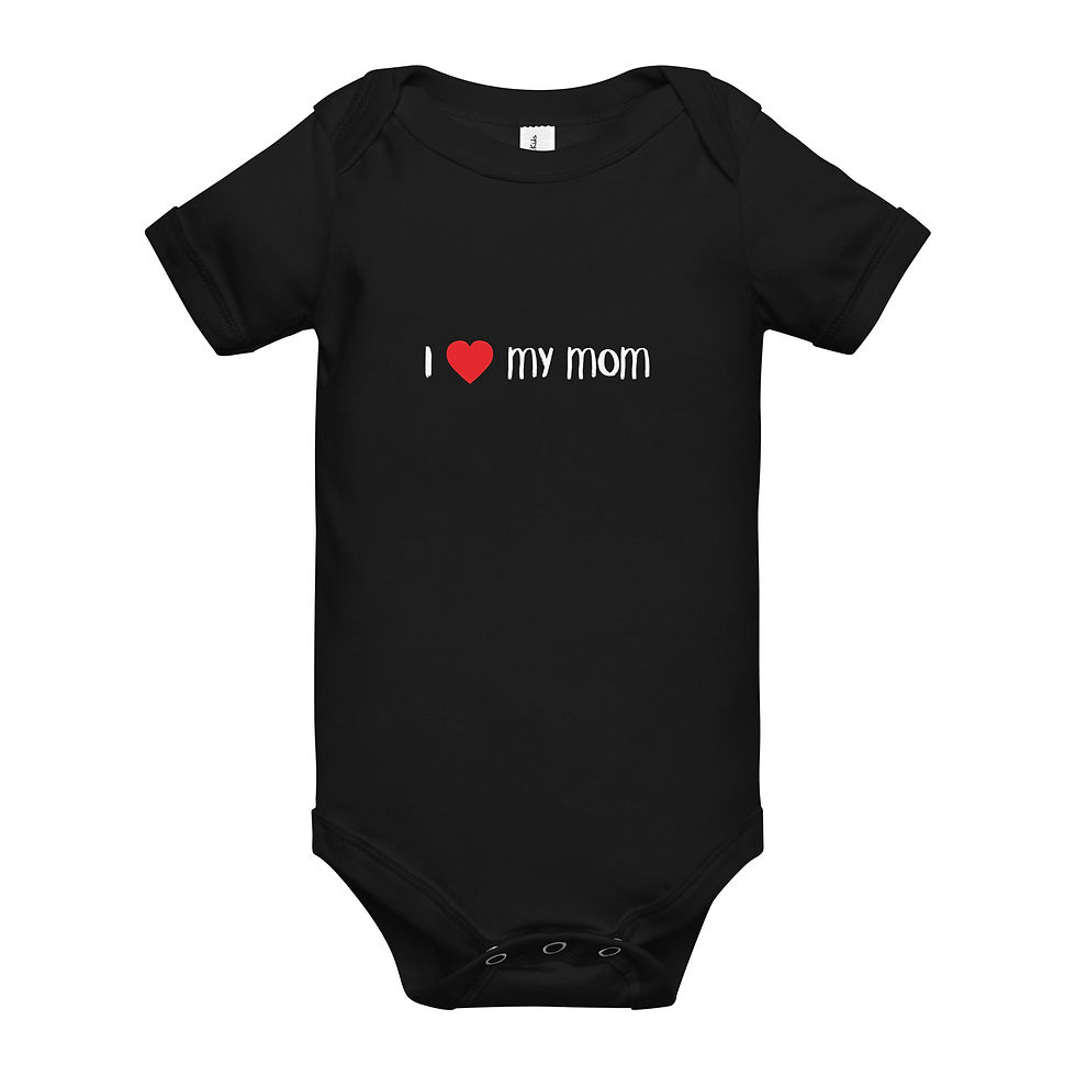 onesie in black with I love my mom print